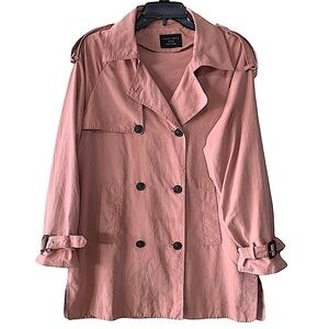 𝅺LOVE Tree Pink Trench Jacket with Removable Hood Size Medium